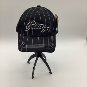 1010. Unisex Tyvis Brand Black & White Pinstripe Chicago White Sox Ball Cap